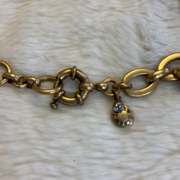 💜J Crew Gold Tone Matte Blue Rhinestone Statement Necklace - Picture 4 of 4